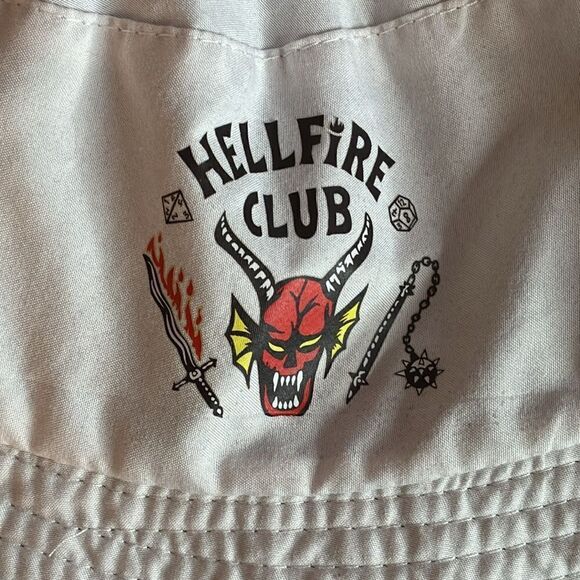 Stranger Things Season 4 Hellfire Club White and Black Reversible Bucket Hat - Picture 2 of 4